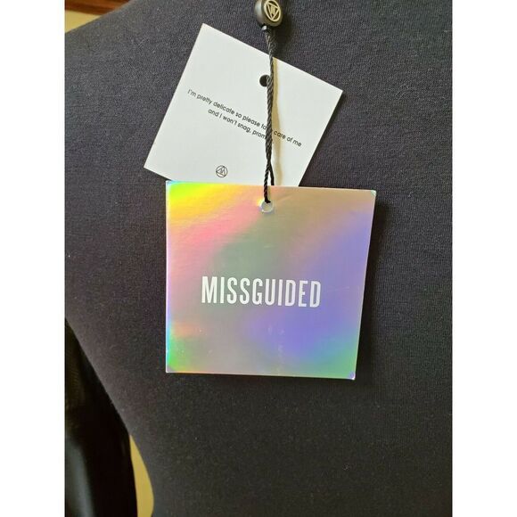 Missguided Milkmaid L/S Bodycon Dress Black Size 4 - Picture 7 of 10